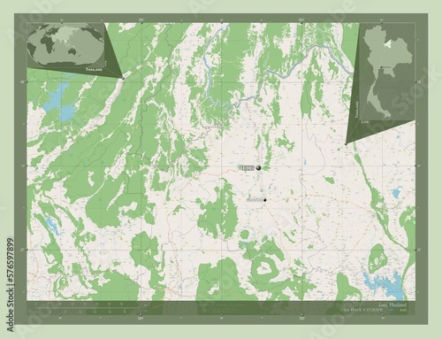 Loei, Thailand. OSM. Labelled points of cities