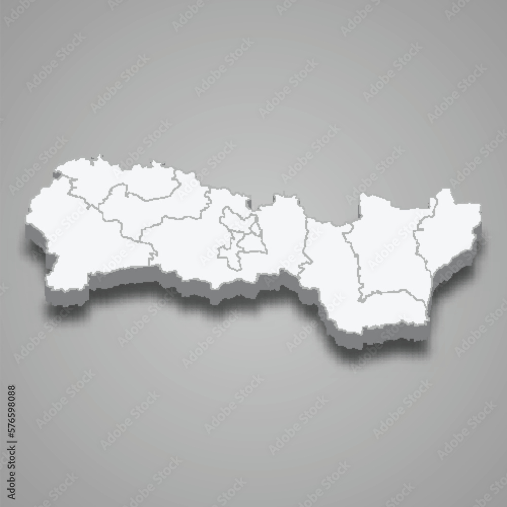 3d isometric map of Kosice Region is a province of Slovakia 3d isometric map of Kosice Region is a province of Slovakia