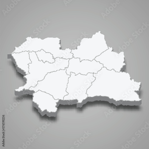 3d isometric map of Zilina Region is a province of Slovakia