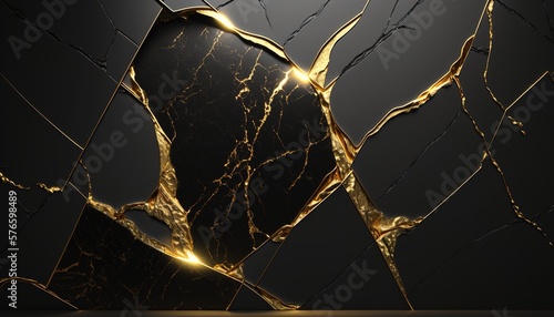 Stone architecture with kintsugi finishing beautifulbackground picture and wallpaper created with generative ai technology  photo