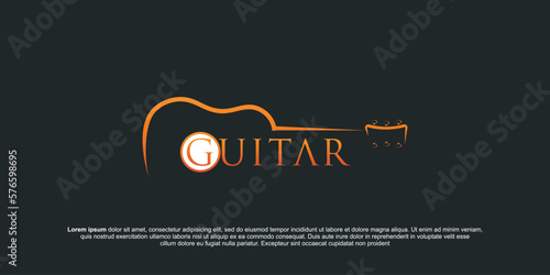 Set of guitar shop hand written lettering logos, emblems, badges. Vintage style