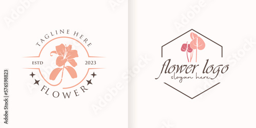 Flower Collection Abstract logo Beauty Spa Salon Cosmetic brand Linear Style