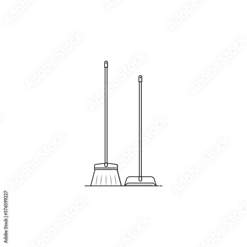 Broom and dustpan icon isolated vector graphics