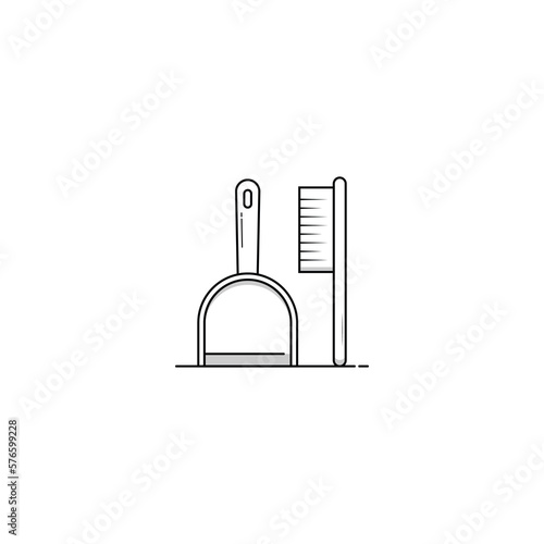 dustpan and brush icon isolated vector graphics