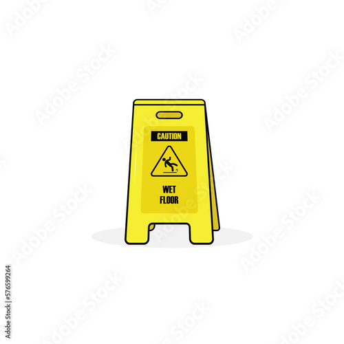 Wet floor sign board isolated vector graphics