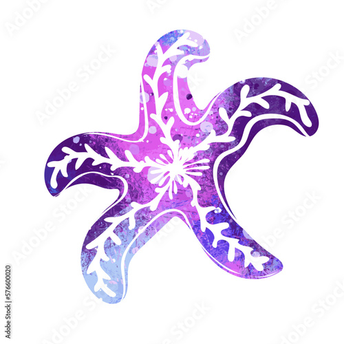Starfish. Marine dweller. Concept of sea and ocean life. Watercolor vector illustration