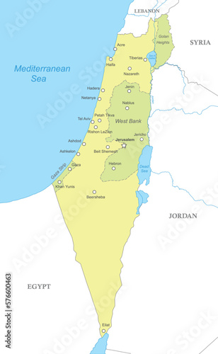Political map of Israel with national borders