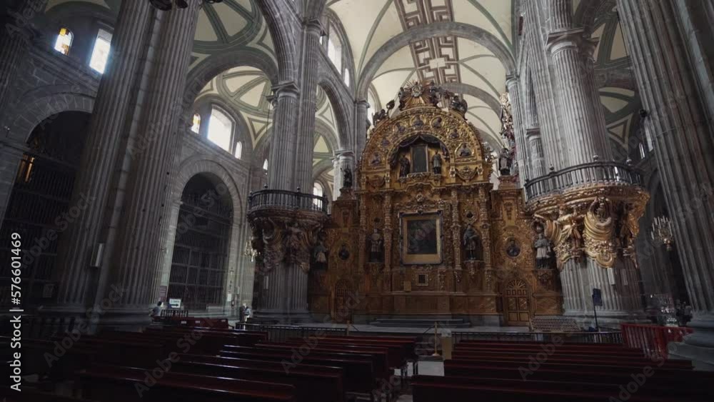 Beautiful interior of a Metropolitan Cathedral in downtown Mexico City. Steadicam footage. Beautiful interior of a Metropolitan Cathedral in downtown Mexico City. Steadicam footage.