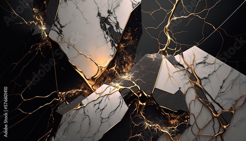 Stone architecture with kintsugi finishing beautifulbackground picture and wallpaper created with generative ai technology  photo