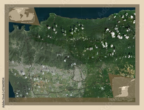 Tunapuna-Piarco, Trinidad and Tobago. High-res satellite. Labelled points of cities photo