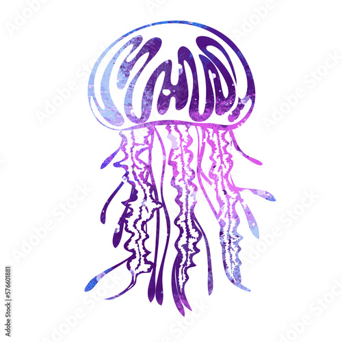 Jellyfish. Marine dweller. Concept of sea and ocean life. Watercolor vector illustration