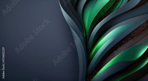 Dark blue beautiful floral background with abstract leaves 3D. AI generated. photo