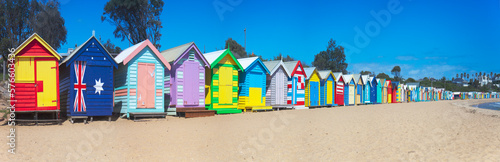 Beach Boxes At Brighton Beach In Melbourne, Australia photo