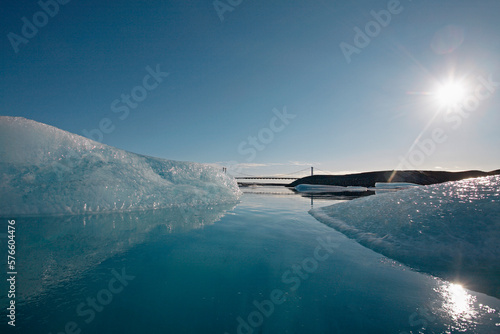 Floating Icebergs on the glacier laggon Jokulsa Loni in south east Iceland photo