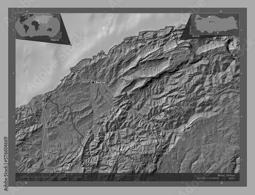 Bartn, Turkiye. Bilevel. Labelled points of cities photo