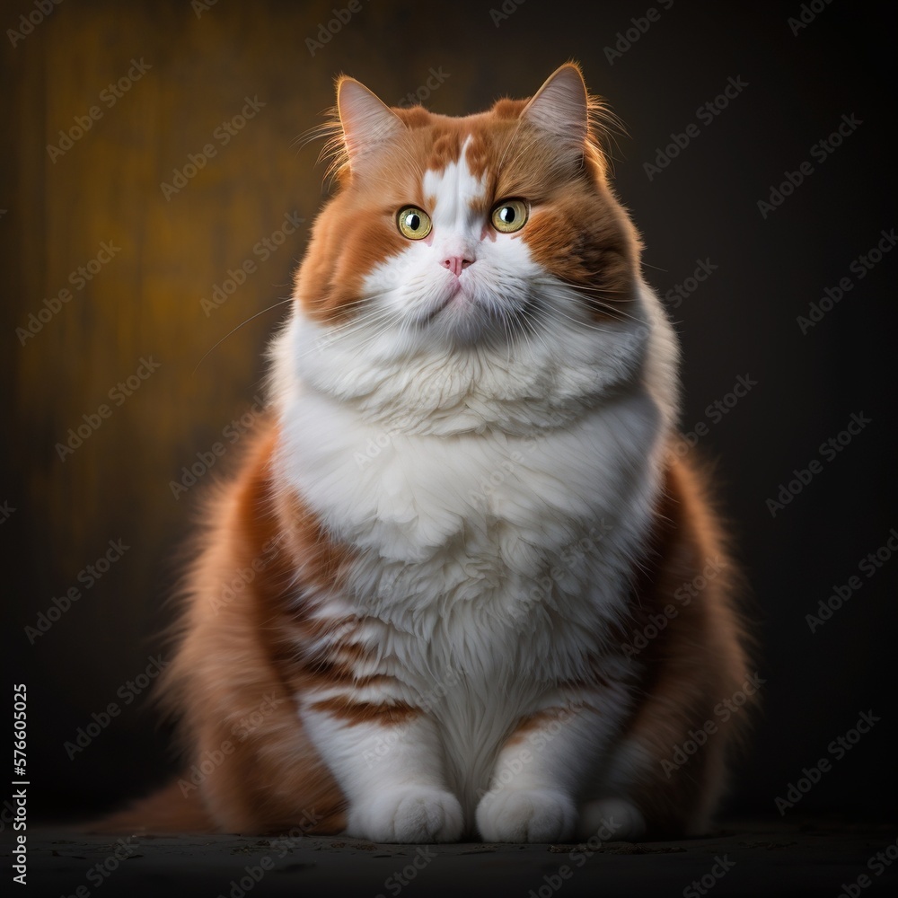 Portrait of a beautiful red cat, Big eyes. Generative AI.