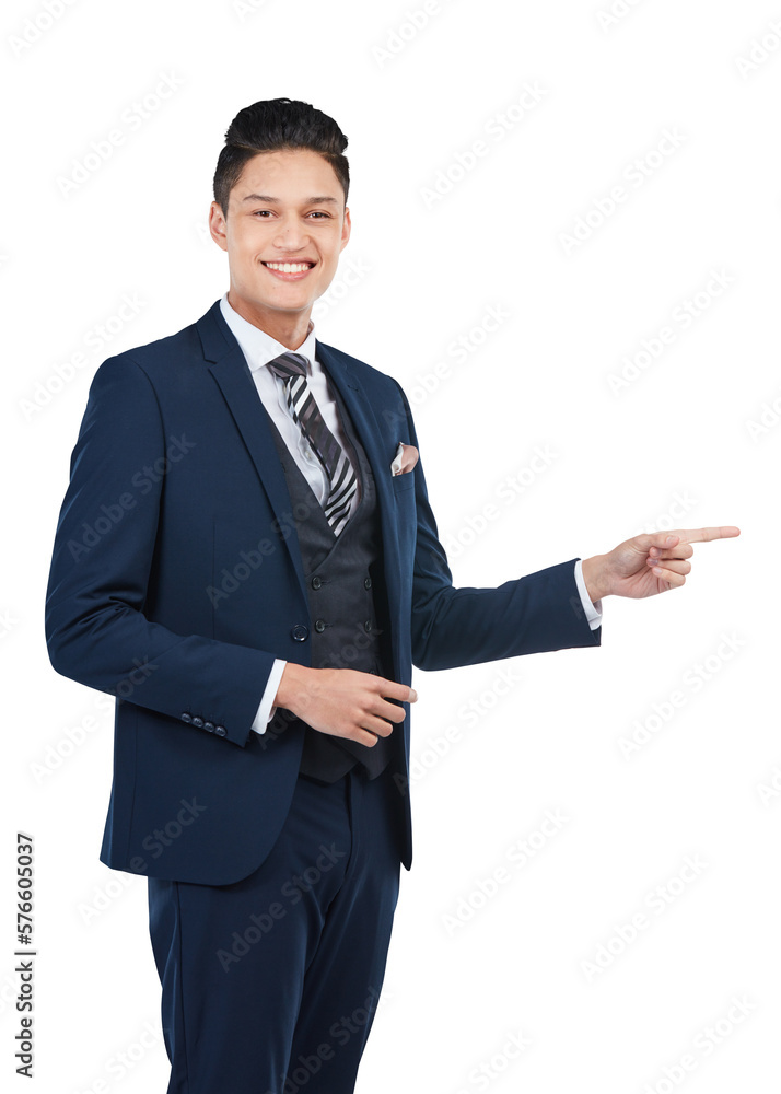 An assertive or confident Asian male model pointing at a copy space as a gesture at a financial investment deal or marketing and advertising isolated on a png background. An assertive or confident Asian male model pointing at a copy space as a gesture at a financial investment deal or marketing and advertising isolated on a png background.