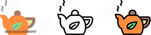 Infusion tea vector icon in different styles. Line, color, filled outline