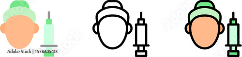 Mesotherapy woman face vector icon in different styles. Line, color, filled outline