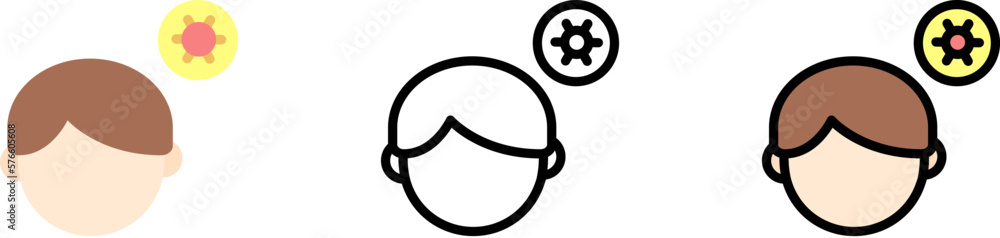 Man, coronavirus vector icon in different styles. Line, color, filled outline Man, coronavirus vector icon in different styles. Line, color, filled outline