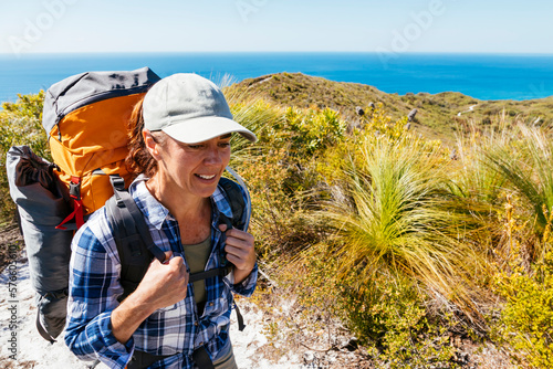 Woman hiking in Great Sandy National Park, Noosa Heads, Queensland, Australia photo