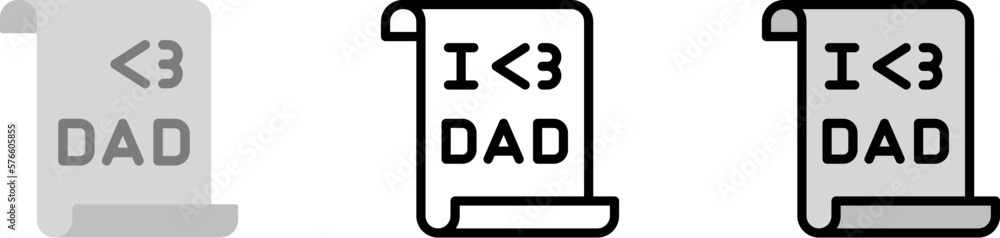 Letter, I love DAD vector icon in different styles. Line, color, filled outline Letter, I love DAD vector icon in different styles. Line, color, filled outline