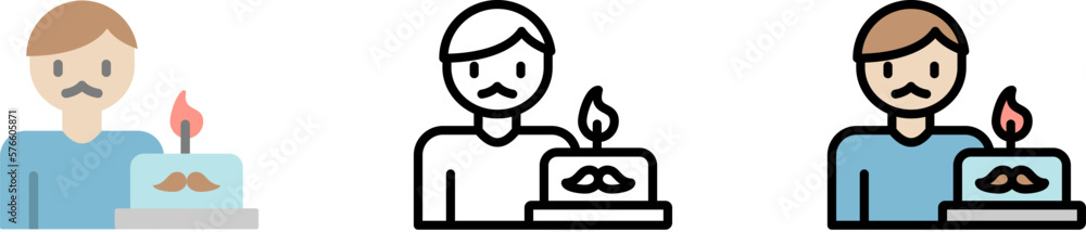 Dad, cake vector icon in different styles. Line, color, filled outline Dad, cake vector icon in different styles. Line, color, filled outline