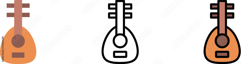 Oud Ramadan vector icon in different styles. Line, color, filled outline Oud Ramadan vector icon in different styles. Line, color, filled outline