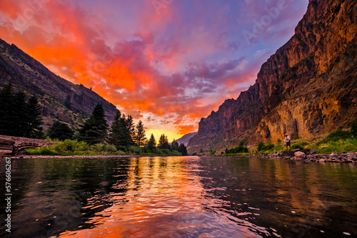 Rio GrandeÂ river at sunset, Colorado, USA photo
