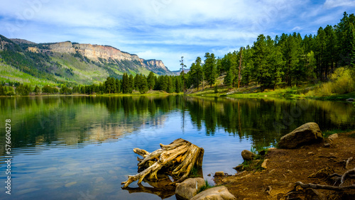 Scenic landscape of Haviland Lake during sunny weather, Durango, Colorado, USA