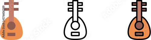 Oud Ramadan vector icon in different styles. Line, color, filled outline