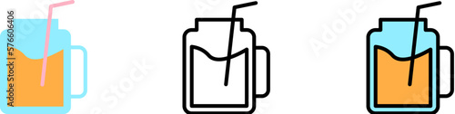 Cocktail, drink vector icon in different styles. Line, color, filled outline