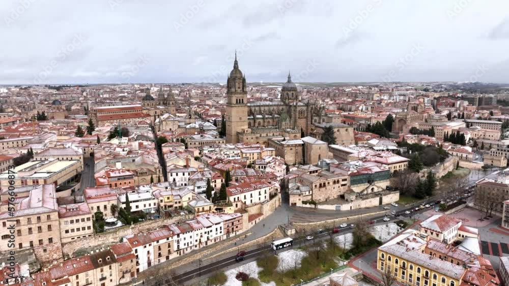 The ancient Cathedral of Salamanca, Spain, aerial drone view The ancient Cathedral of Salamanca, Spain, aerial drone view