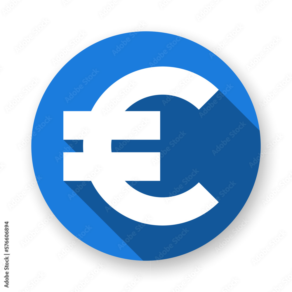 Currency vector symbol. EUR long shadow round vector icon. Currency vector symbol. EUR long shadow round vector icon.