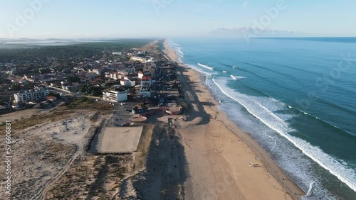 lacanau ocean nouvelle aquitaine gironde France Europe drone aerial above top view video footage 4k beach town sea waves beautiful exploring famous surf spot French  photo