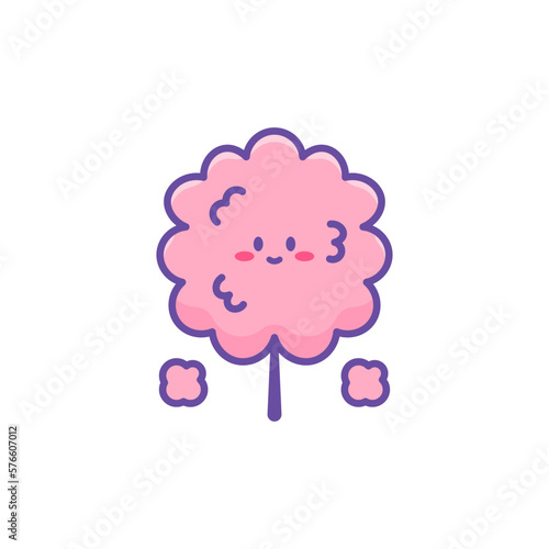 illustration of a cotton candy that is funny, cute, and adorable. happy cotton candy day cartoon and outline style illustration design. vector elements