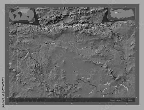 Eskisehir, Turkiye. Bilevel. Labelled points of cities photo