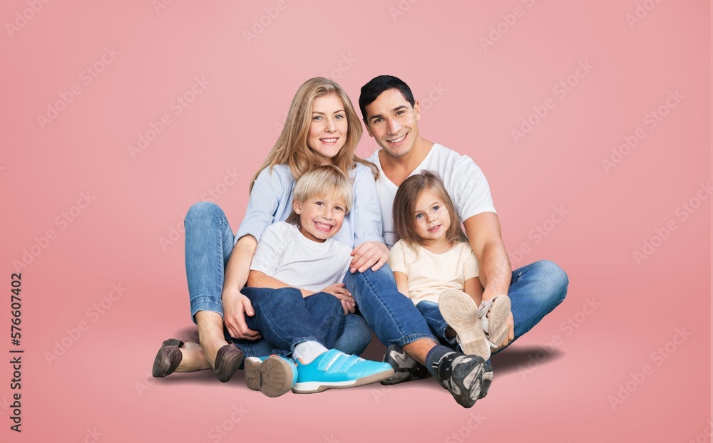 Happy young parents with cute child