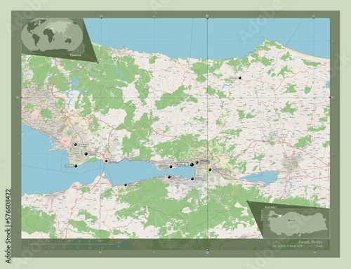 Kocaeli, Turkiye. OSM. Labelled points of cities photo