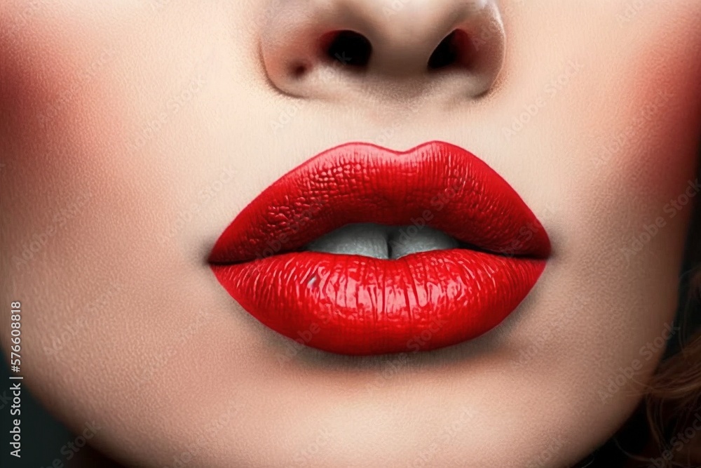Red Lips with Bold Makeup, Ai generative Red Lips with Bold Makeup, Ai generative