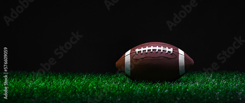 Εκτύπωση καμβά American football on green grass, on black background