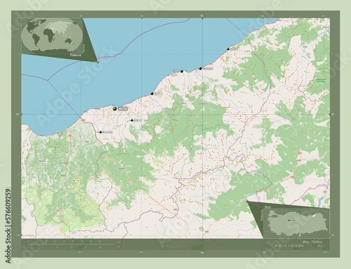 Rize, Turkiye. OSM. Labelled points of cities photo