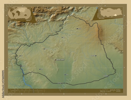 Sanlurfa, Turkiye. Physical. Labelled points of cities photo