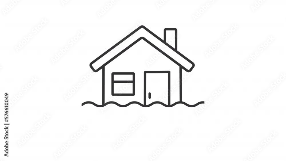 Animated flood linear icon. Deluge. Natural disaster and tragedy. Property damage. Seamless loop HD video with alpha channel on transparent background. Outline motion graphic animation Animated flood linear icon. Deluge. Natural disaster and tragedy. Property damage. Seamless loop HD video with alpha channel on transparent background. Outline motion graphic animation