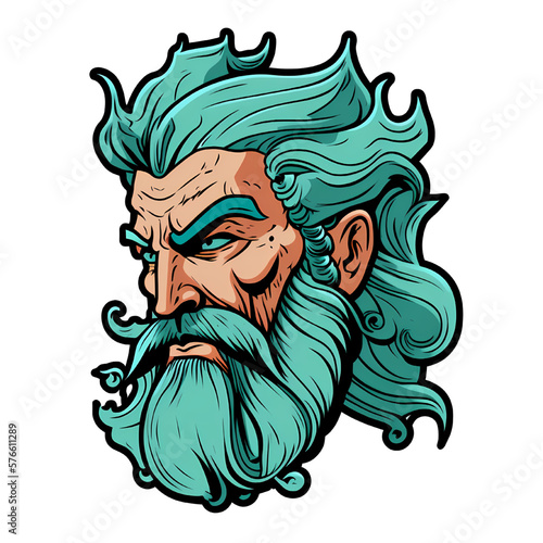 Poseidon cartoon illustration Logo