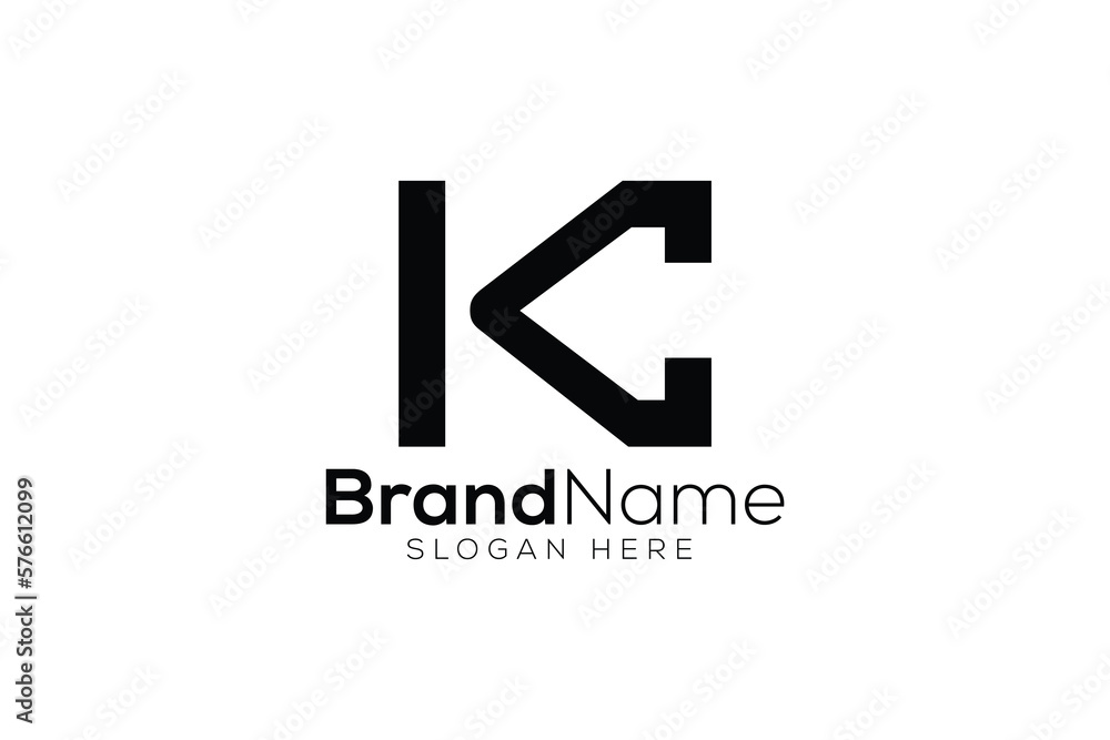 Minimal letter K C arrow logo design template Minimal letter K C arrow logo design template