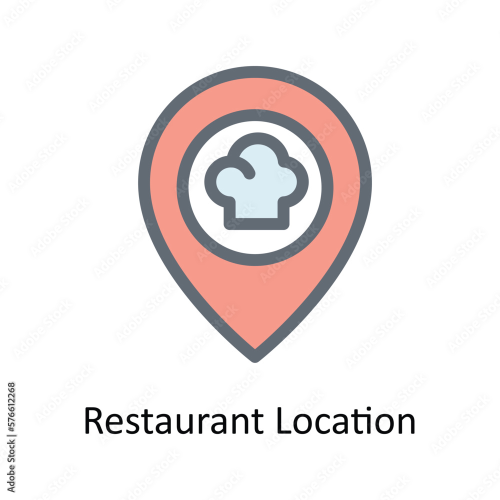 Obraz premium Restaurant Location Vector Fill Outline Icons. Simple stock illustration stock
