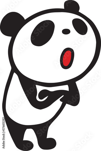 かわいいシンプルパンダ　腕組みでなるほどポーズ