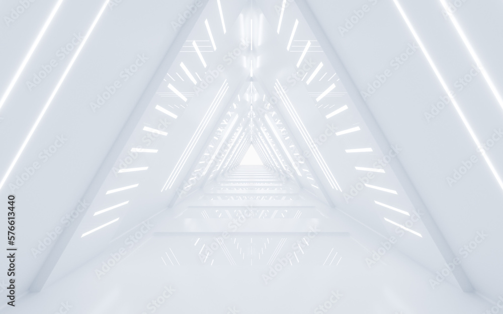 Obraz premium White neon tunnel, 3d rendering.