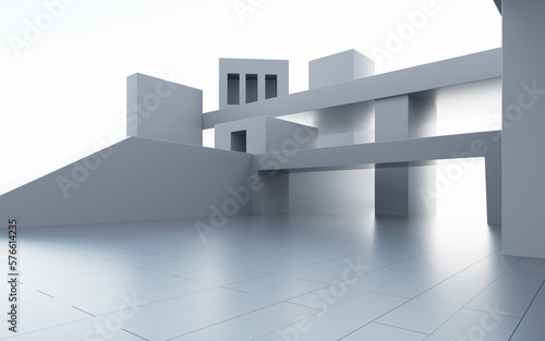 Gray abstract outdoor architecture, 3d rendering.
